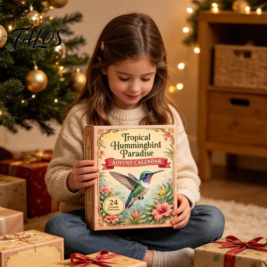Festive Party Supplies 2026 Hummingbird Advent Calendar, 24-Day Acrylic Ornament Set with Bird Figure Holiday Favors Countdown, Christmas Tree Hanging