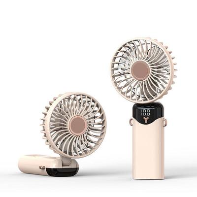 Mini ręczny wentylator USB Przenośny, cichy, mały wentylator z inteligentnym cyfrowym wyświetlaczem LED 6-biegowy, składany wentylator akumulatorowy