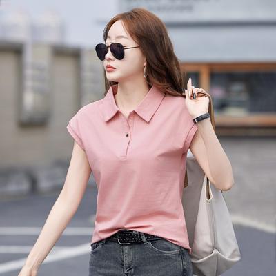 Women Tshirt Short-sleeved Korean Office Polo T-shirt Za Woman Lapel Casual Short Sleeved Female Bottoming Shirt
