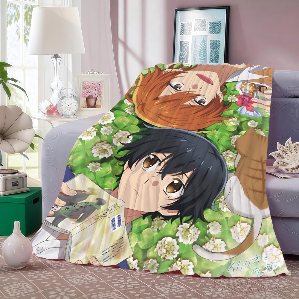 Anime S-Sasaki and Miyano Throw Lightweight 240g Flannel Blanket Soft Skin-friendly for Summer Cooling