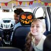 Cartoon Eye Car Seat Headrest Protectors Funny Evil Pumpkins Design Breathable Polyester Fabric Universal Size for Auto