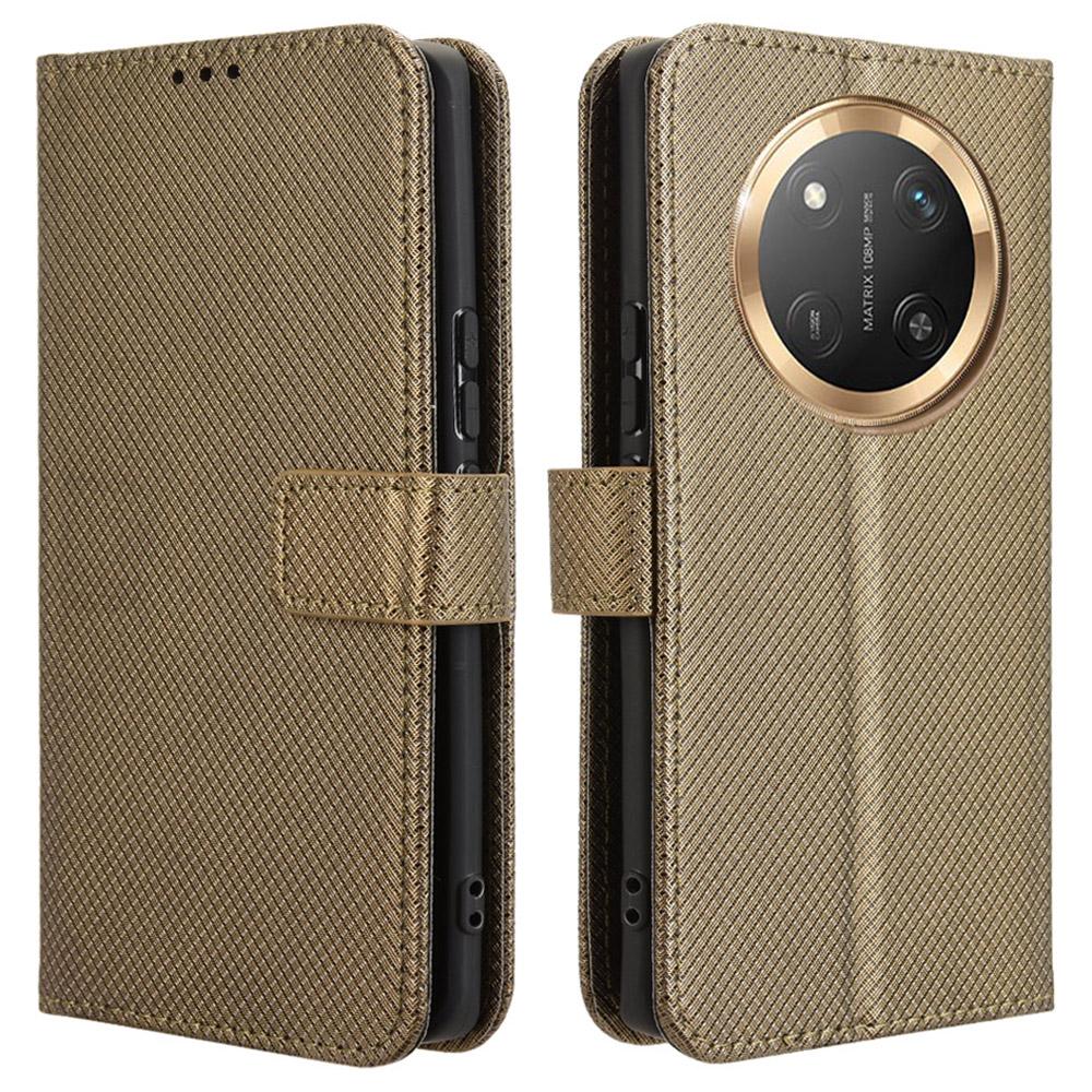 Wallet Phone Case for Honor Magic7 Lite 5G/X9c 5G/X60 Pro 5G PU Leather Diamond Texture Cover