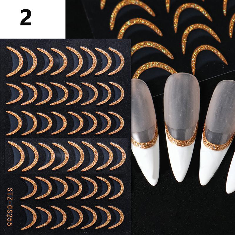 Metallic Silver Chrome Line Nail Stickers Adhesive Stripe Vine Flame Swirl French Foil Tape DIY Manicure Salon Nail Art Decor