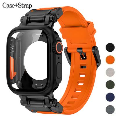 Etui + miękki pasek do Apple Watch Ultra 2 Band 49mm 45mm 44mm Metalowy łącznik ze stali nierdzewnej TPU Bransoleta Iwatch 9 8 7 6 SE 5 4
