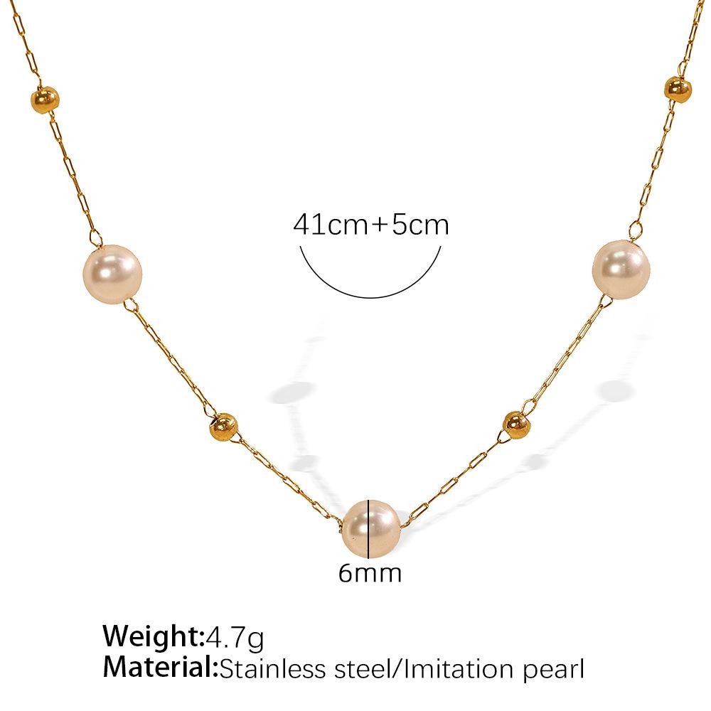 Hot-selling 18K Gold Gypsy Pearl Necklace Collarbone Chain Necklace Stainless Steel Jewelry Women s Pearl Necklace