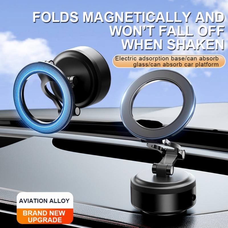 Electric Vacuum Magnetic Suction Phone Bracket with Strong Suction Cup for Navigation Driver Passenger Easy Installation