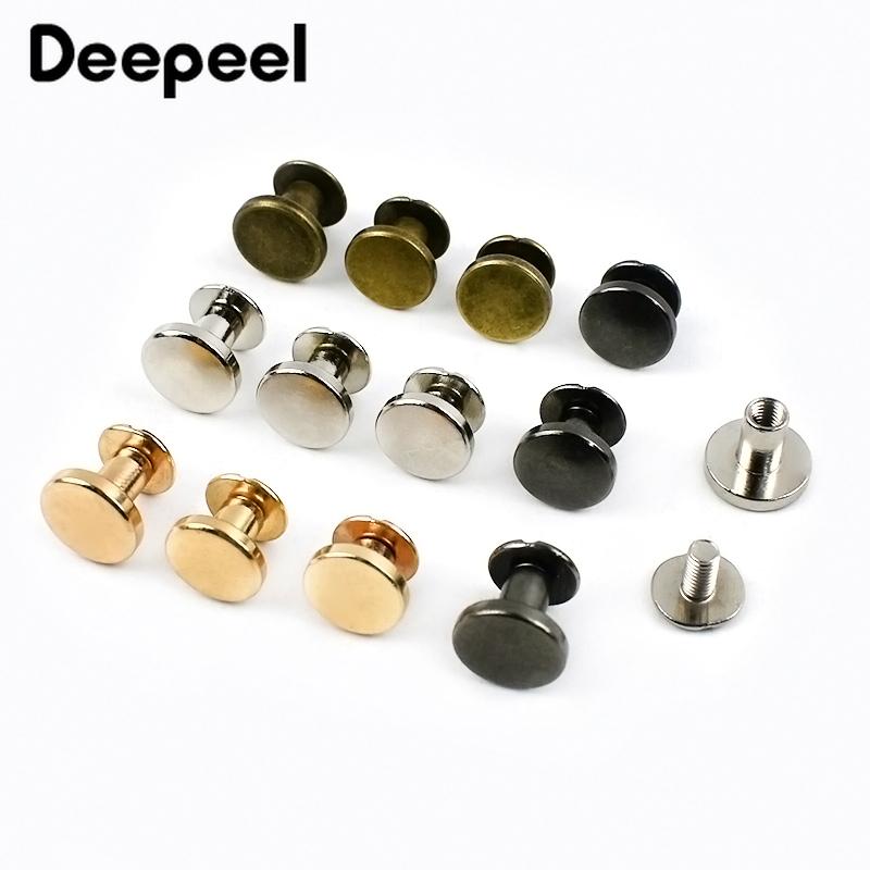 10/20/30Pcs 5-8mm Flat Head Screws Nail Metal Double Cap Side Round Rivet Leather Craft Wallet Fastener DIY Hardware Accessories