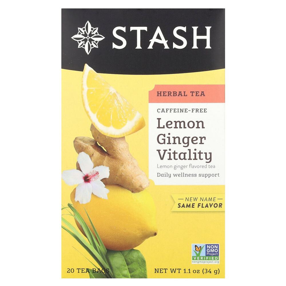 Stash Tea Lemon Ginger Caffeine-Free Herbal Tea, 20 Tea Bags, 34g (1.1oz)