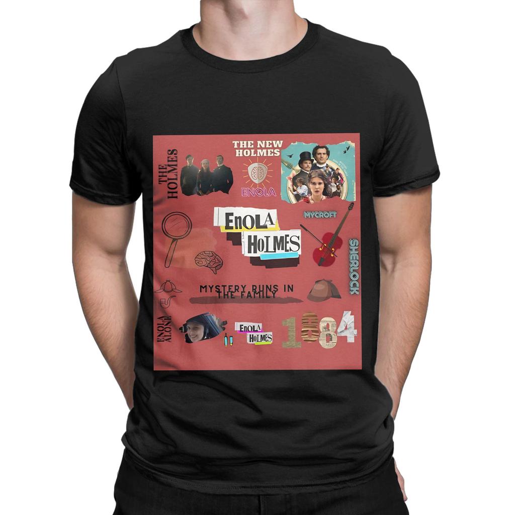 The Enola Holmes Mysteries red Novelty 100% Cotton T-Shirt The Enola Holmes Mysteries Tees Tops