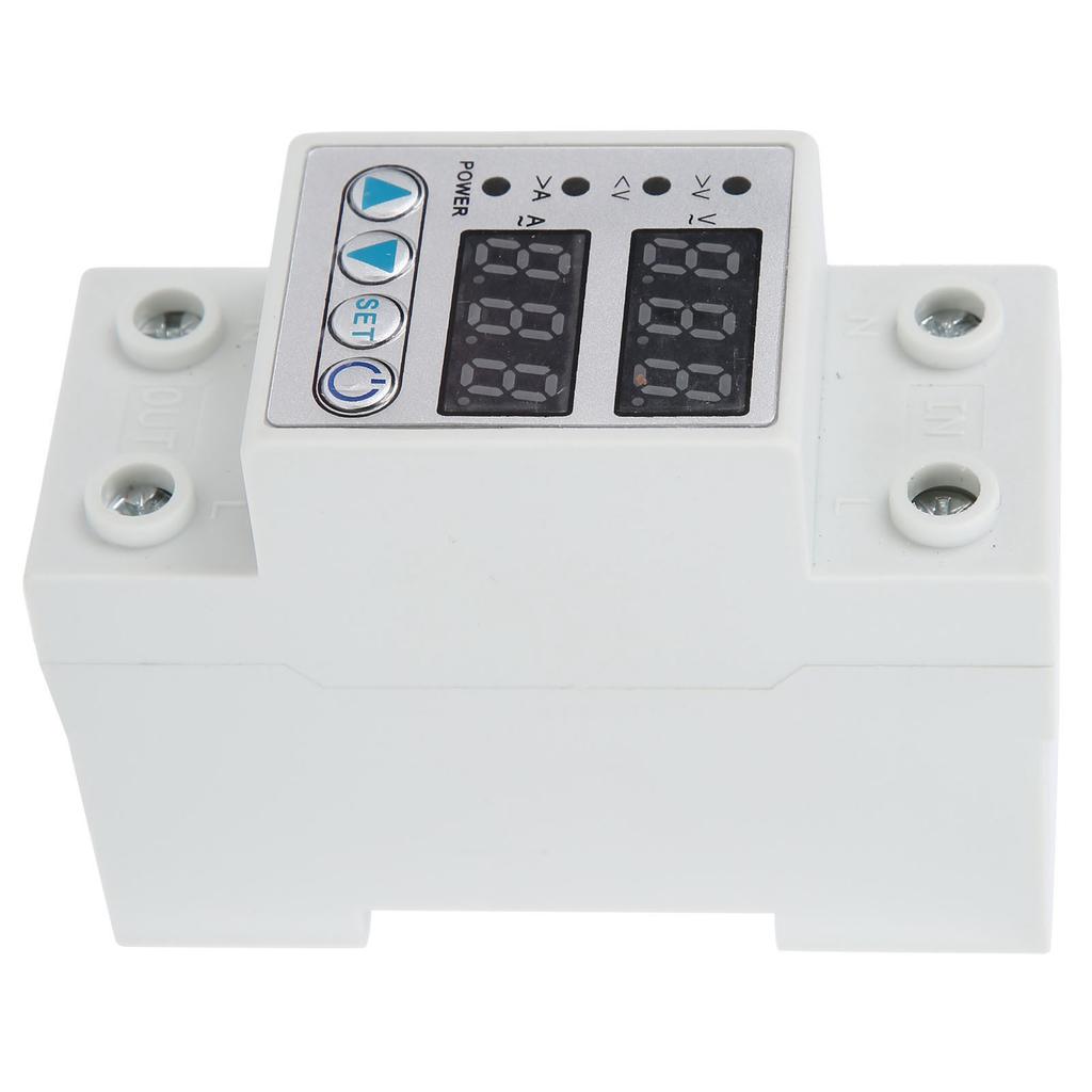 Protetor de sobretensão e subtensão LED ajustável protetor de corrente de auto-reinicialização AC 220V
