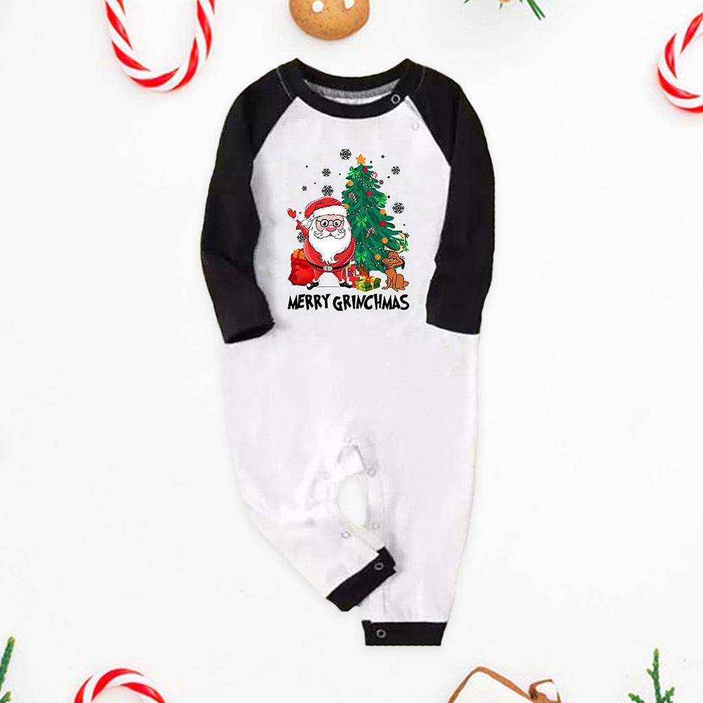 Santa Claus Pattern Autumn Shirt Top Trousers Casual Family Green Long Pants Suit Plaid Raglan Sleeve Top Pants Sleepwear Outfit