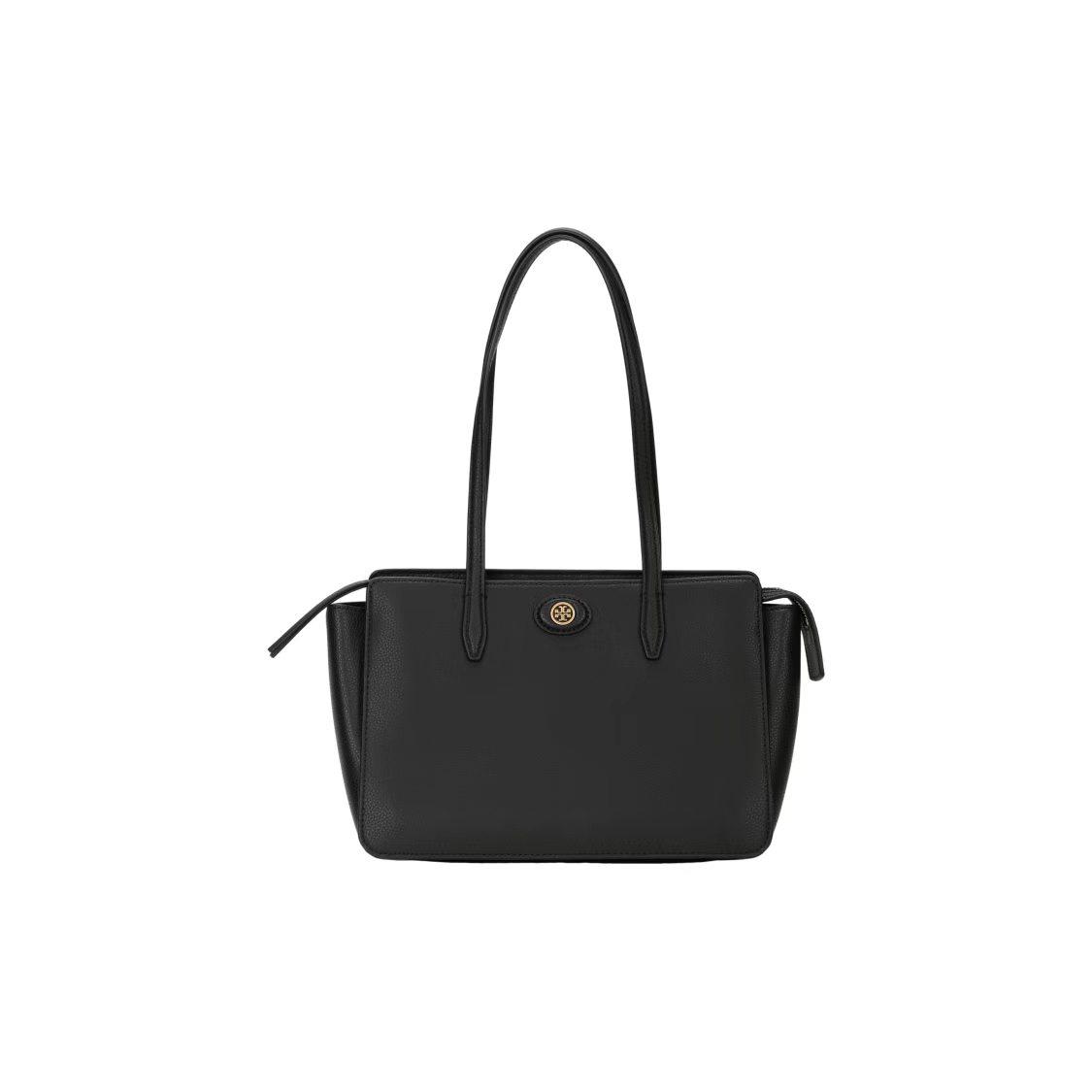 

Tory Burch Robinson Double T Logo Pebble Leather Tote Bag Women Tote Bags Black 143241-001 Shopping Bag Set(Basic Set+Shopping Bag)