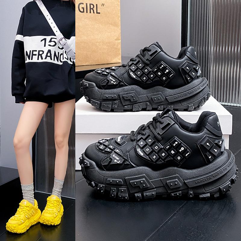 Fashion 2025 Women's Sports Shoes Keyboard Shape Lace Up Thick Sole Trend Women Shoes Creativity Leisure Personality Zapatillas De Mujer