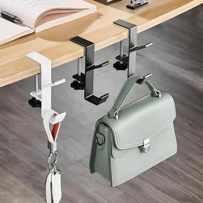MultiFunction Desk Edge Hook Adjustable Backpack Storage Hook Portable Handbag Rack Punch Free Home Office Desk Edge Hanger