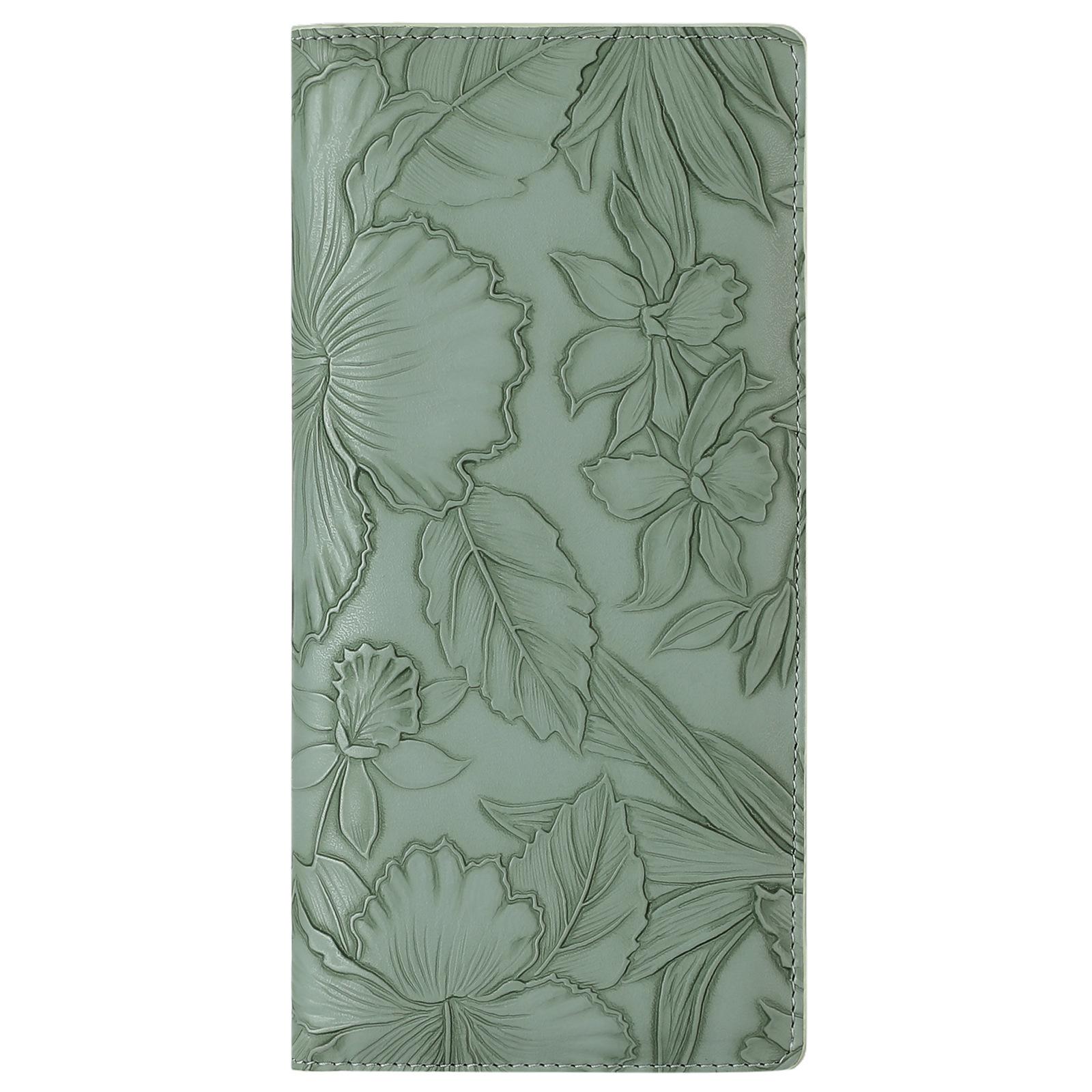 

Женский длинный кошелек с цветочным узором и тиснением, взрывной кошелек из искусственной кожи, противоугонная щетка для монет 9.5cm*14.5cm*19.5cm зелёный