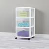 3 Drawer Plastic Storage Cart Rolling Organizer Multi-purpose Clear Bins Bedroom Kitchen Bathroom Craft Room Toy Organizer