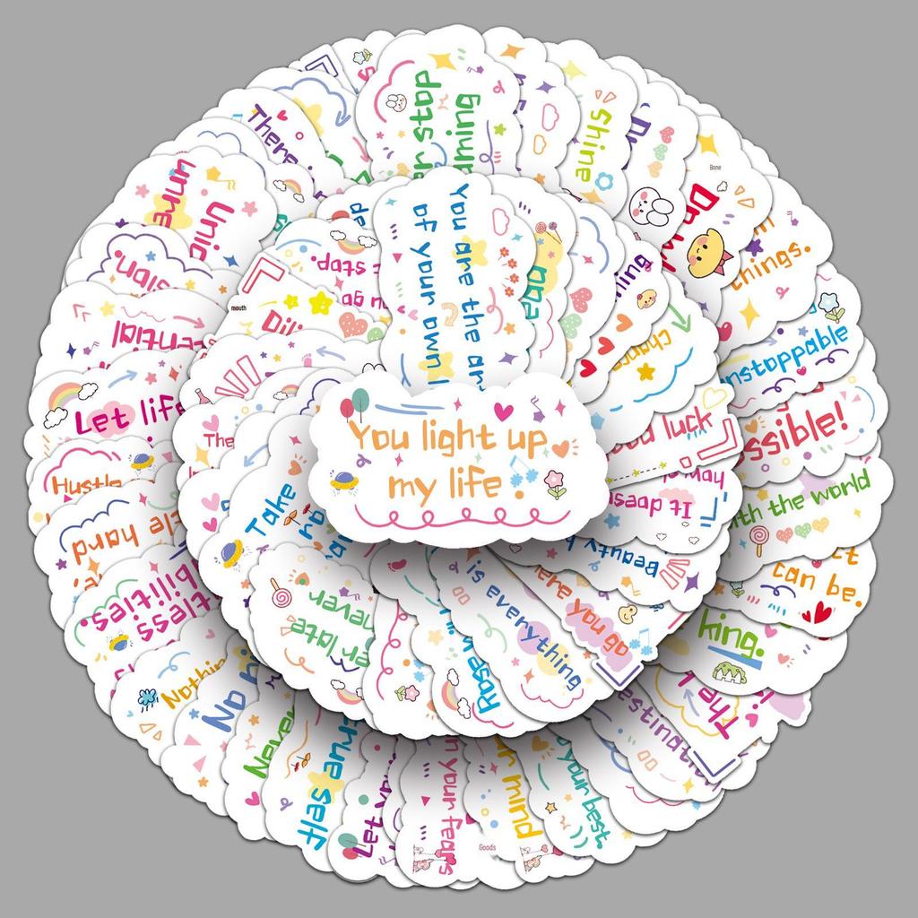 100 Inspirational English Sentence Stickers for DIY Waterproof Decoration - Perfect for Notebooks, Water Bottles, Journals, and Stationery.