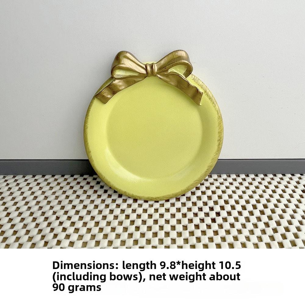 Jewelry Storage Tray Vintage Bow Decorated Resin Plate Snack Dessert Tray Cute Home Bedroom Decor
