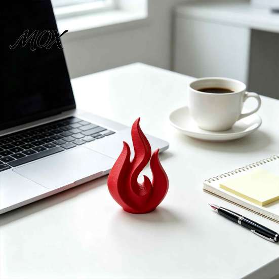 Moderne Abstrakte Skulptur 3D Gedruckte Flammen-Skulptur, Matt Rote Hohl-Statue, Kreative Heimdekoration Minimalistische Kunst Schreibtisch-Ornament für