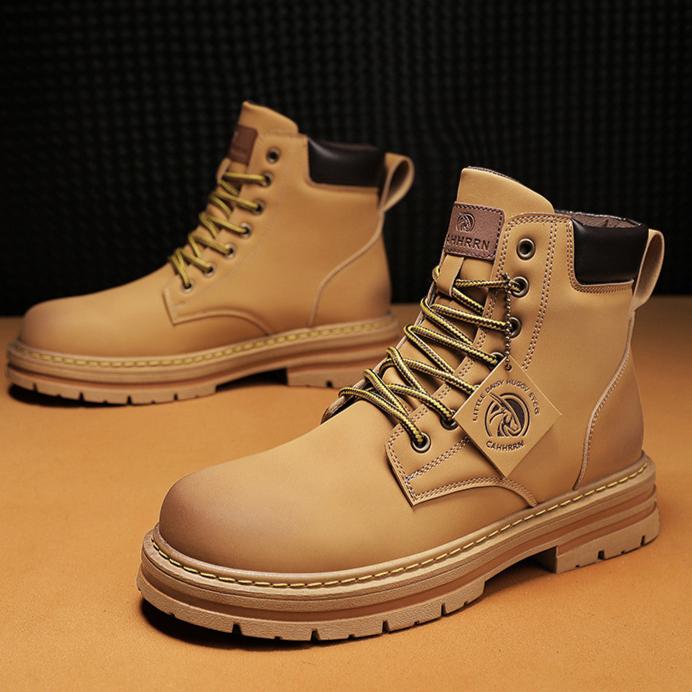 

Модные массивные мужские ботинки, высокие кожаные ботинки для мужчин, классические ботильоны для мотоциклистов, осенне-зимняя британская мужская обувь Botas Hombre 42 жёлтый