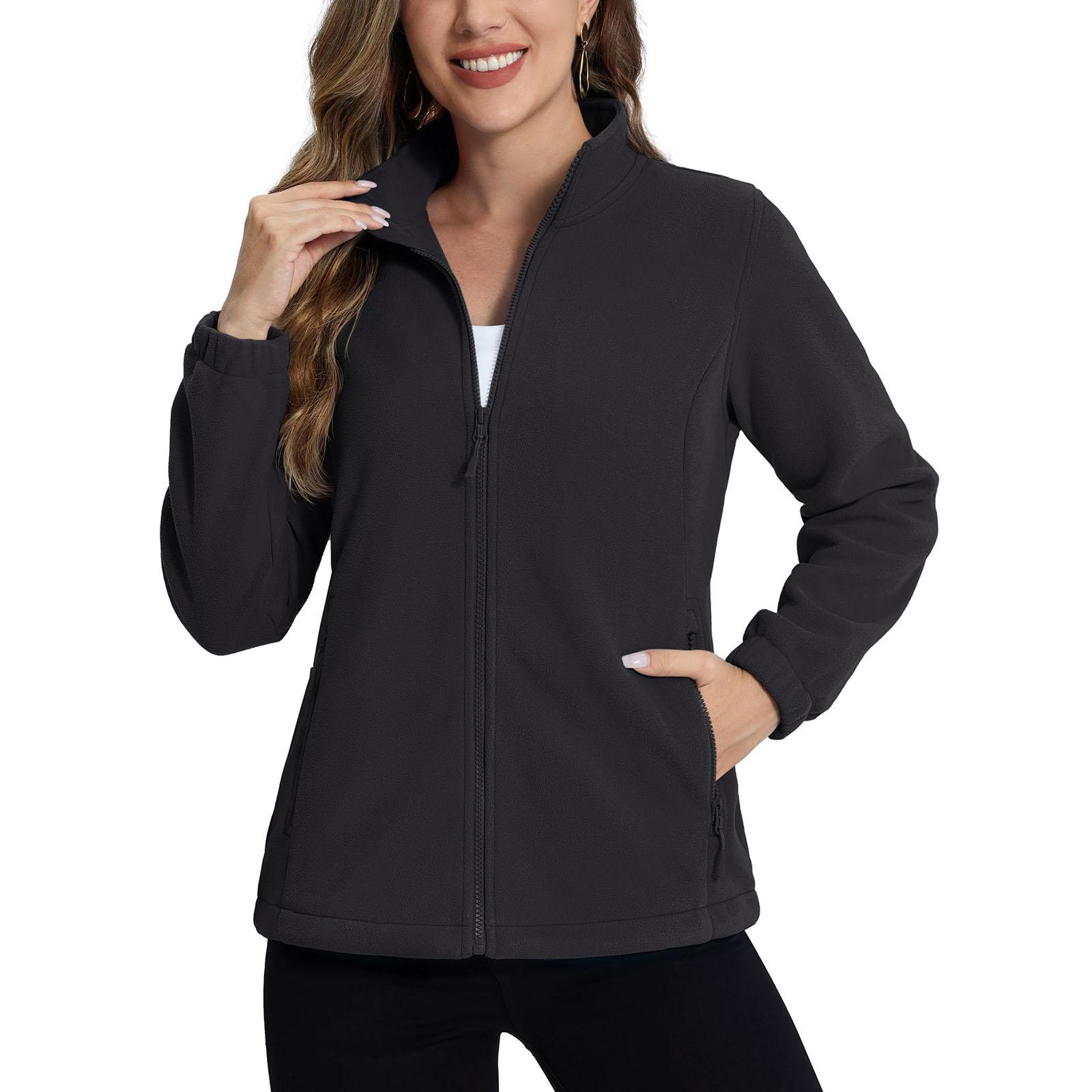 

Women s Fashionable Loose Stand-up Collar Cardigan Double-sided Fleece Warm Coat XL чёрный