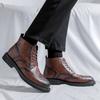 Men's high top leather shoes classic retro brogue style Autumn and Winter Outdoor Daily Business Office Black brown short boots
