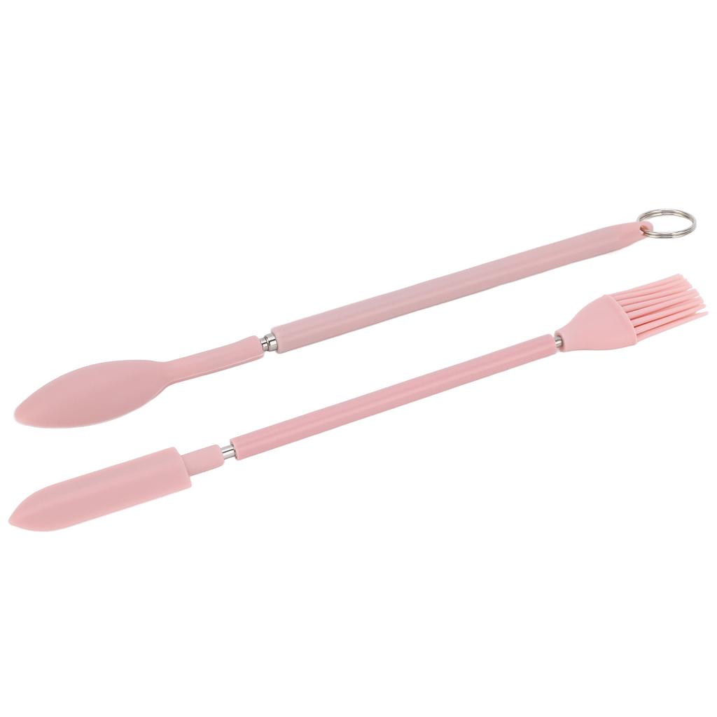 Telescopic Silicone Spatula Pink Reusable Jar Scraper Retractable Mini Makeup Spatula Spoon Set for Cosmetics