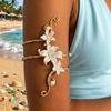 Bracciale da braccio Boho Elegante Fiore Bianco con Apertura per Donna, Filo Dorato Vintage Avvolto, Regolabile, Gioiello per Corpo da Spiaggia