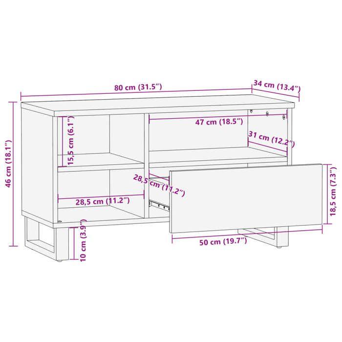VidaXL TV Cabinet 80x34x46 Cm Solid Acacia Wood 377520
