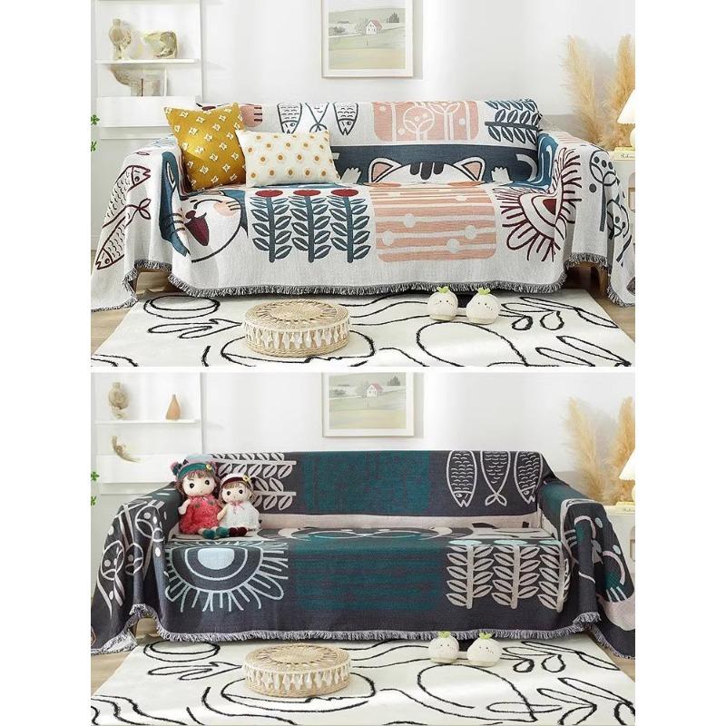 Graffiti Sofa Towel Nordic Style Ins Sofa Dust Cover Full Cover Cloth Sofa Cover Tablecloth Bed & Breakfast Decorative Blanket