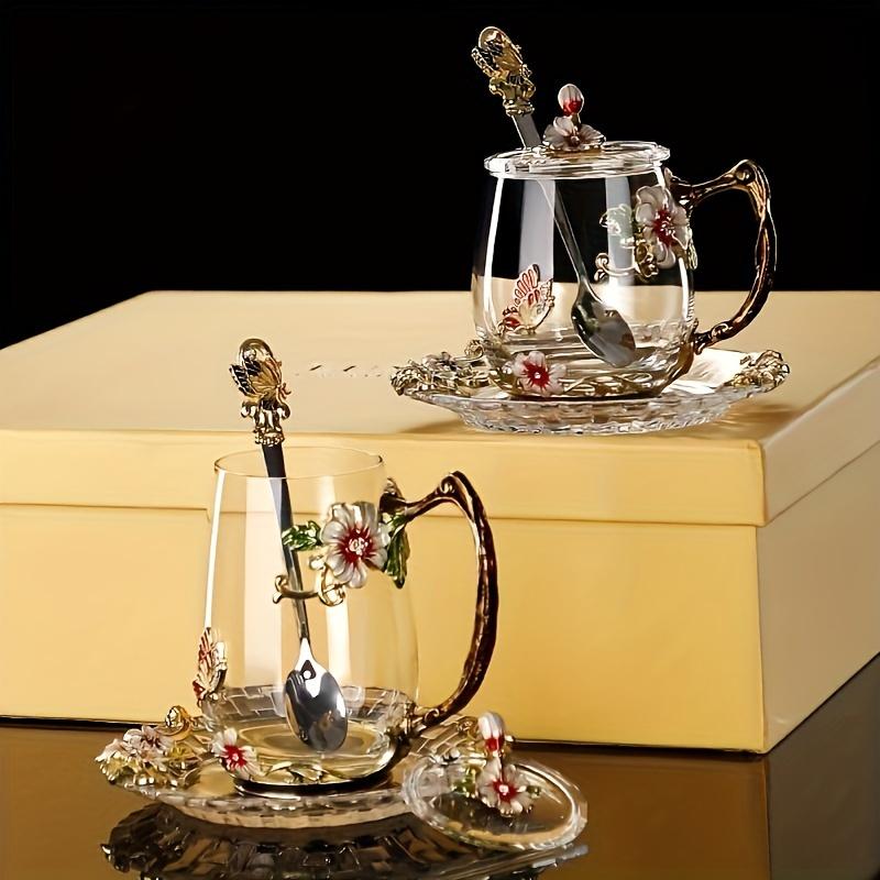 Irisierende 320ml/350ml Glas-Teetasse, Wiederverwendbar, Nur Handwäsche, Hoch und Kurz, Mehrzweck, mit Geschenk für Zuhause, Büro, Restaurant, Weihnachten, Ostern