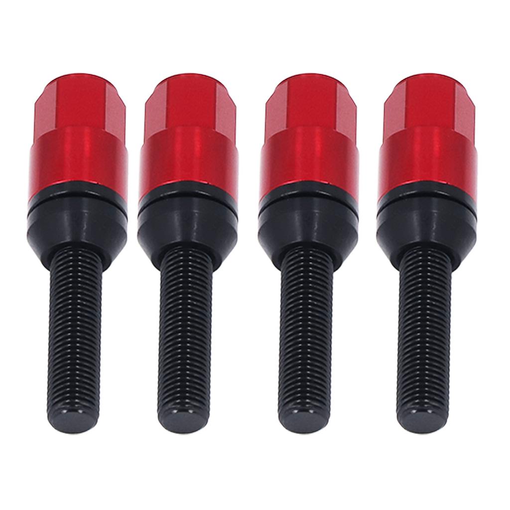 20 Pcs Taper Cone Lug Bolts Aluminum Alloy M12x1.5 Conical Seat Wheel Lug Bolts with Cap Red