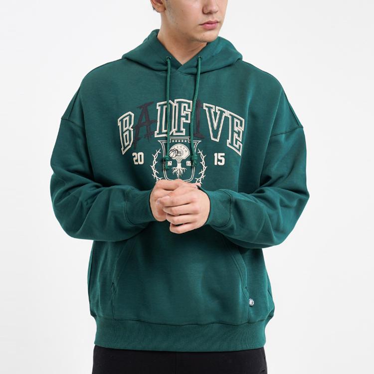 Li Ning Badfive Printed Letter Hoodie Men Hoodies Lush-Green AWDT475-2