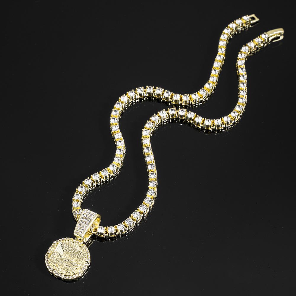 Trendy Hip Hop 'The Last Supper' Pendant Necklace with Rhinestone Tennis Chain