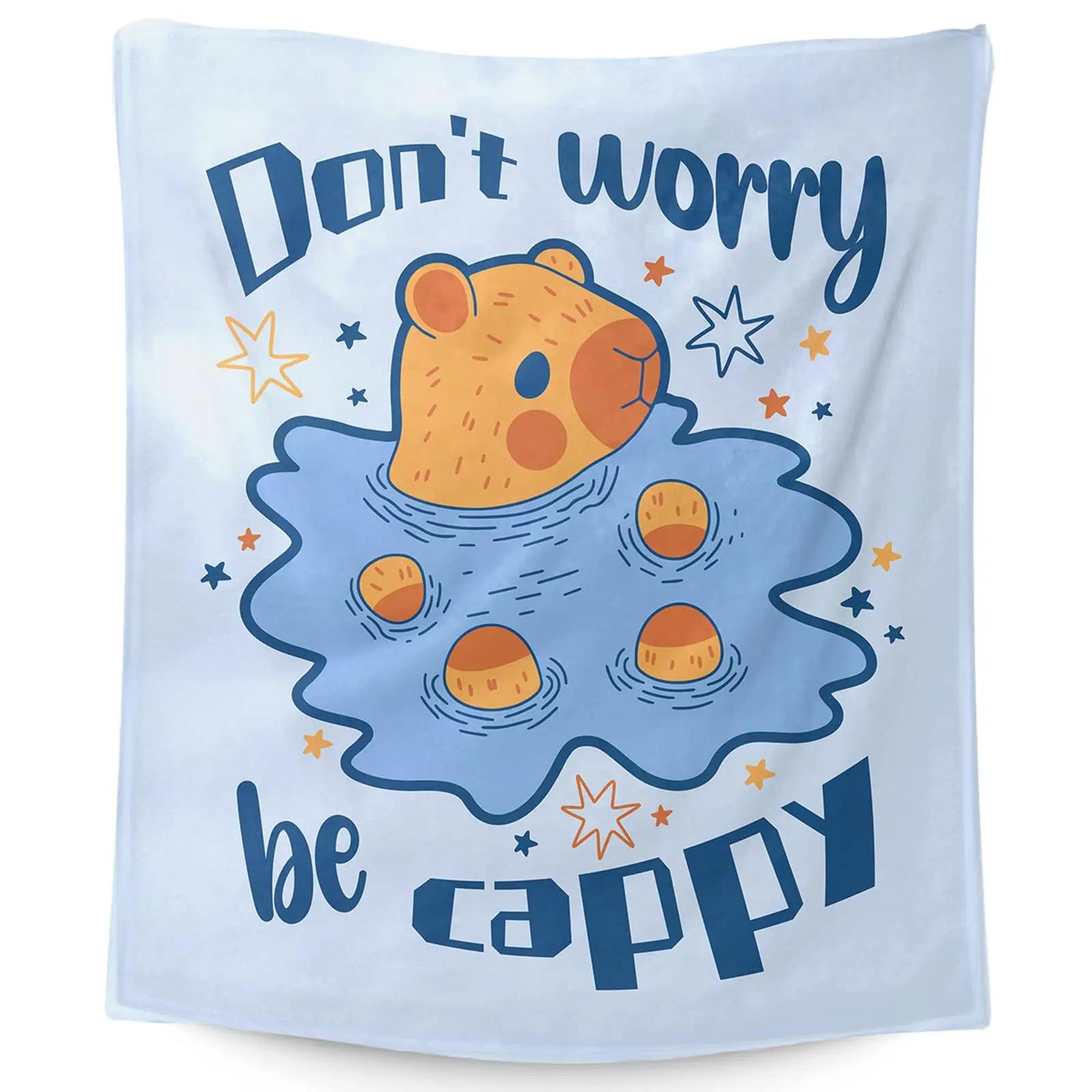 Забавный плед с капибарой Мягкий фланелевый плед Декоративный плед для гостиной и спальни Теплое постельное белье Дорожный плед 70x100cm