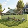Metal Chicken Coop, 9.8x19.6x6.5 ft Large Walk-in Chicken Runs with Cover, Spire Roof Hen House Enclosure with Security Lock, Outdoor Duck Rabbit Cage