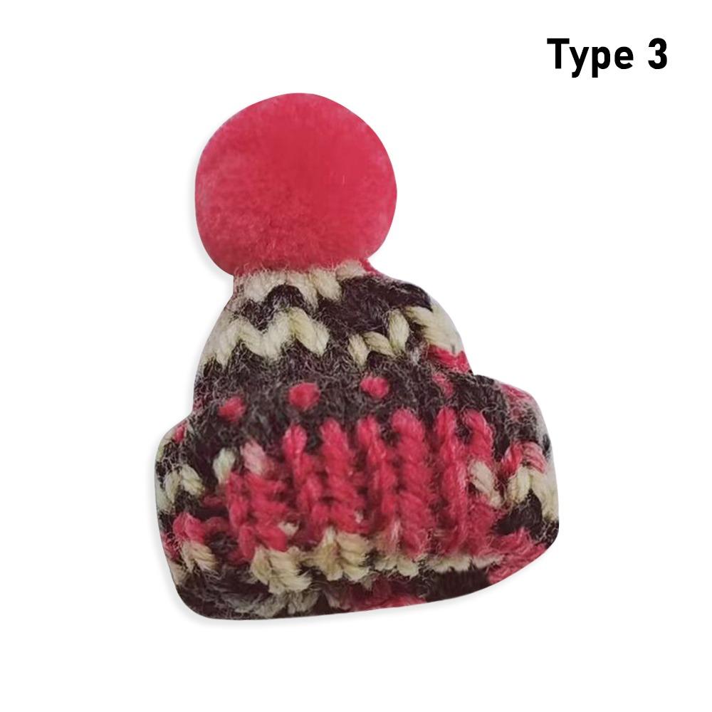 

Пряжа Рождественские шапки Вязание Шапка цвета красного вина Мини вязаная шапка-напальчник DIY Швейные поделки 3