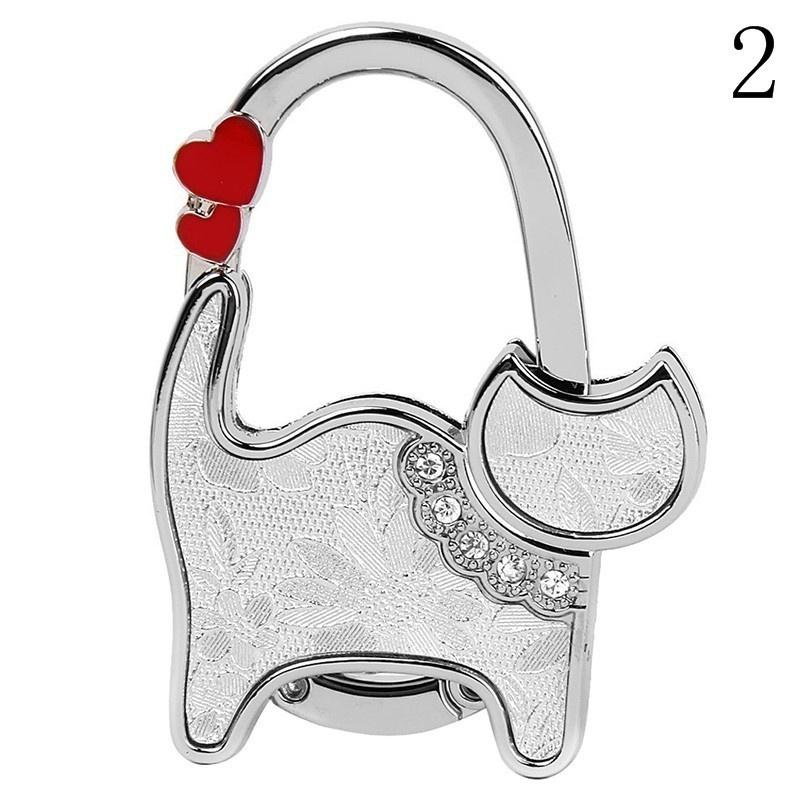 Foldable Table Cat Purse Rhinestone Hanger Hangbag Hook Holder Gifts