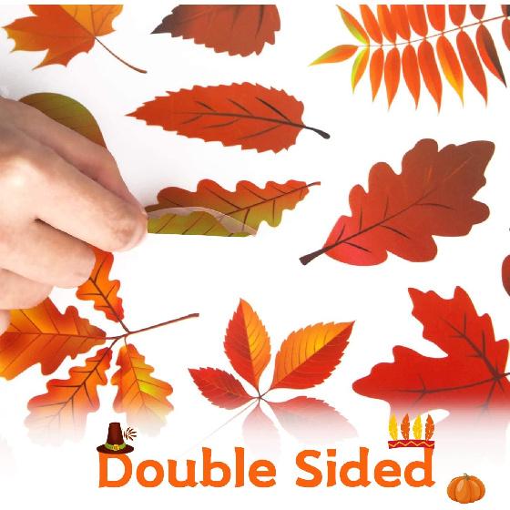 158Pcs Thanksgiving Window Clings for Glass Window, Double Sided Fall Turkey Window Stickers Deals Decor for Home Office Decorations, Thanksgiving