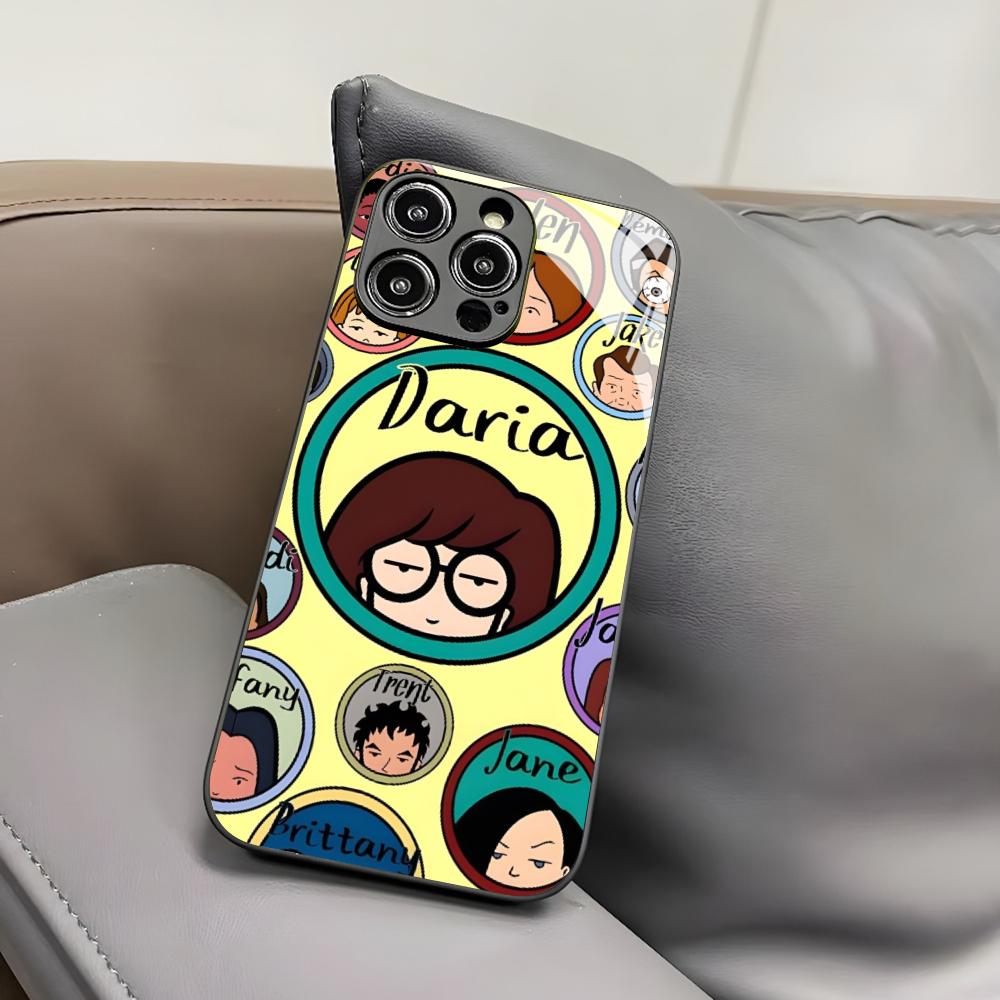 

Аниме чехол D-Daria для iPhone 17 Air 16 15 14 12 11 13 Pro Max Mini X Xr Xs Puls Черный стеклянный чехол iPhone 14 Pro