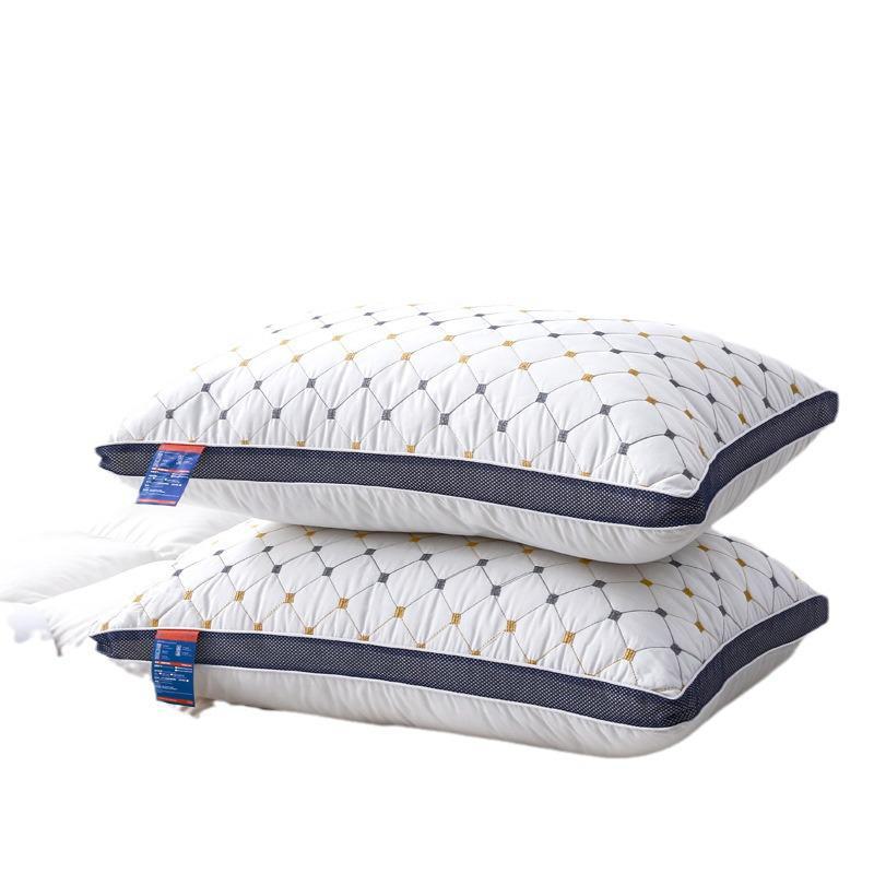 Starry Sky Feather Velvet Cervical Pillow with Quilted Embroidery - Non-Sinking, Ideal for Home, Student Dorms, Hotels