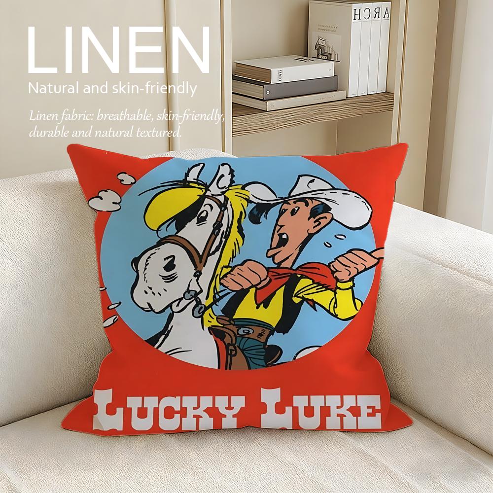 Cartoon Lucky Luke Cushion Cover Pillowcase Set Pcs x x Breathable Washable Sofa Cushion Cover
