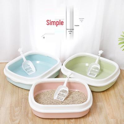Halbgeschlossene ovale Katzentoilette mit hohen Rändern & Schaufel, Spritzschutz-Design