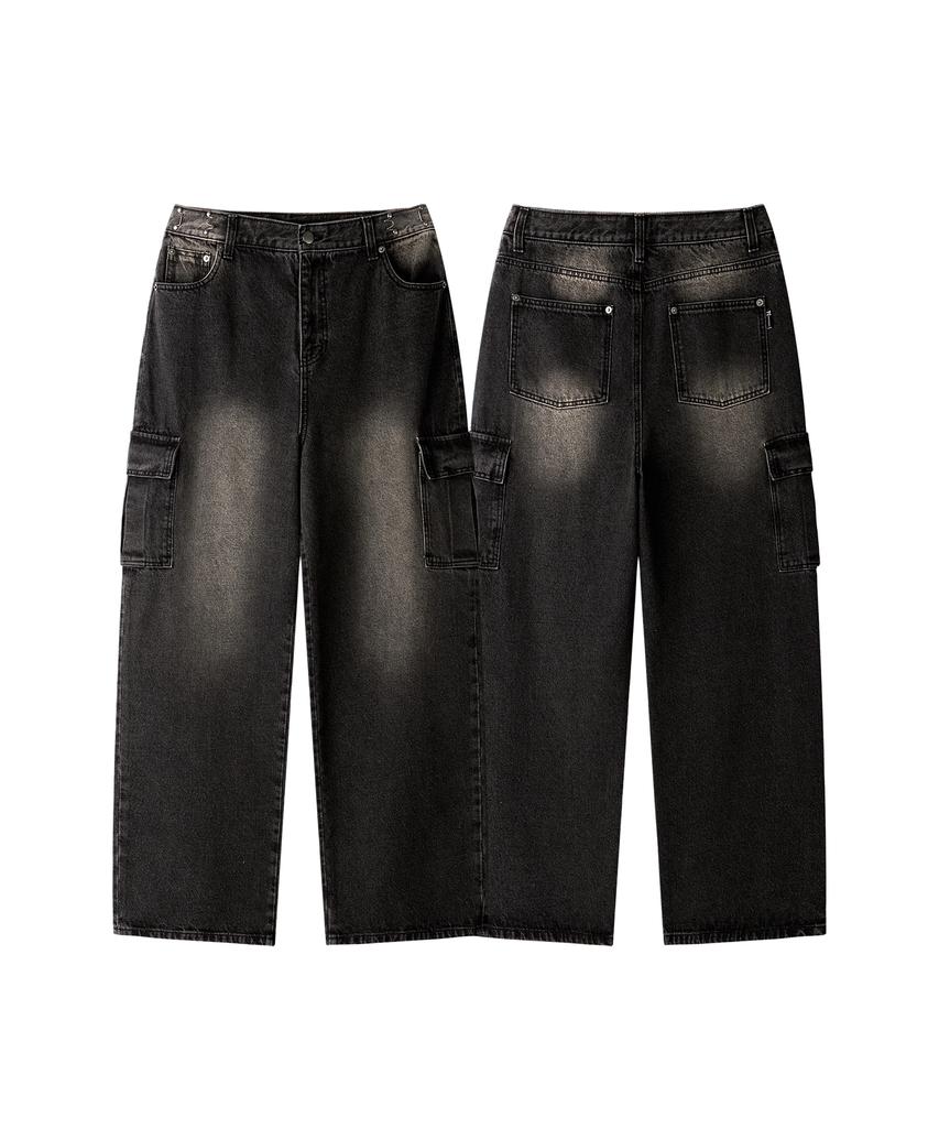 Ledeoli Hooked Cargo Denim Pants [Vintage Black]