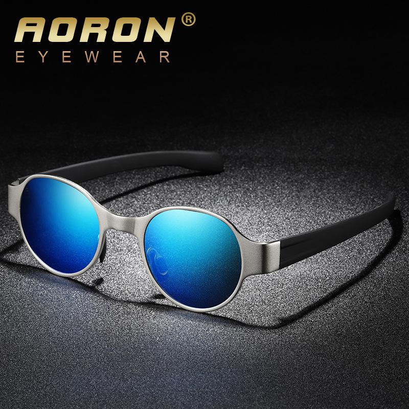 Ochelari de soare polarizați cu cadru rotund vintage AORON Design punk Accesorii de exterior Anti-orbire UV400 Ochelari de pescuit pentru conducere