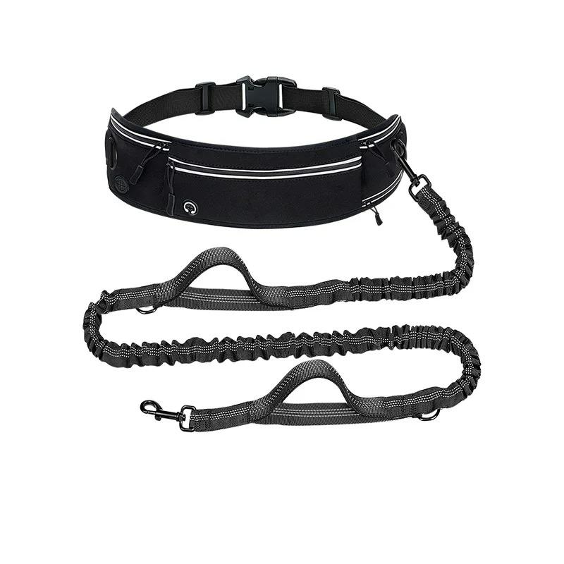 Hands Free Reflective Dog Leash With Waist Pack, Multi Functional Running Leash For Anti Pull Training, Includes Bottle Bag And Pet Lead