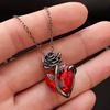 1 Gothic Y2K Red Heart and Rose Pendant Necklace, Women's Casual Fashion Jewelry, Ideal Gift