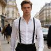 Old Fashion PU Suspenders Belt With 4 Strong Metal Clasp and Y Shape Design For Men Women And Teens Formal Occasion