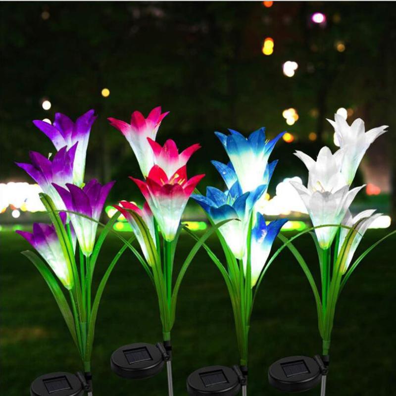 

Наружные солнечные фонари для садовых украшений Водонепроницаемые светодиодные лампы Lily Lawn