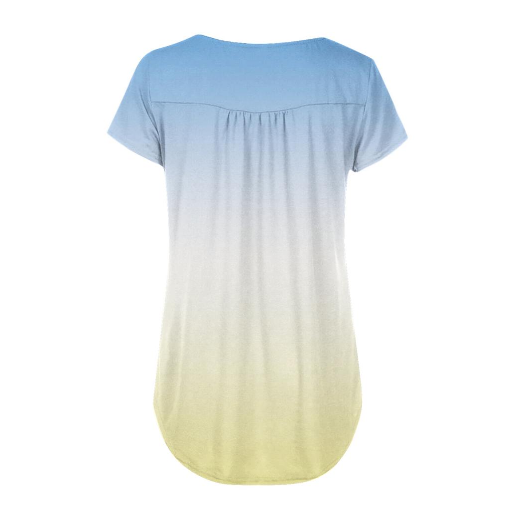 Women's Short Sleeve Tunic Loose Tops Casual Plus Size Tops Pleated Tunic Button Casual Summer Floral Tie Tops For Women